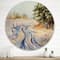 Designart - Snowy Winter Forest Landscape Country Road In Snow - Traditional Metal Circle Wall Art